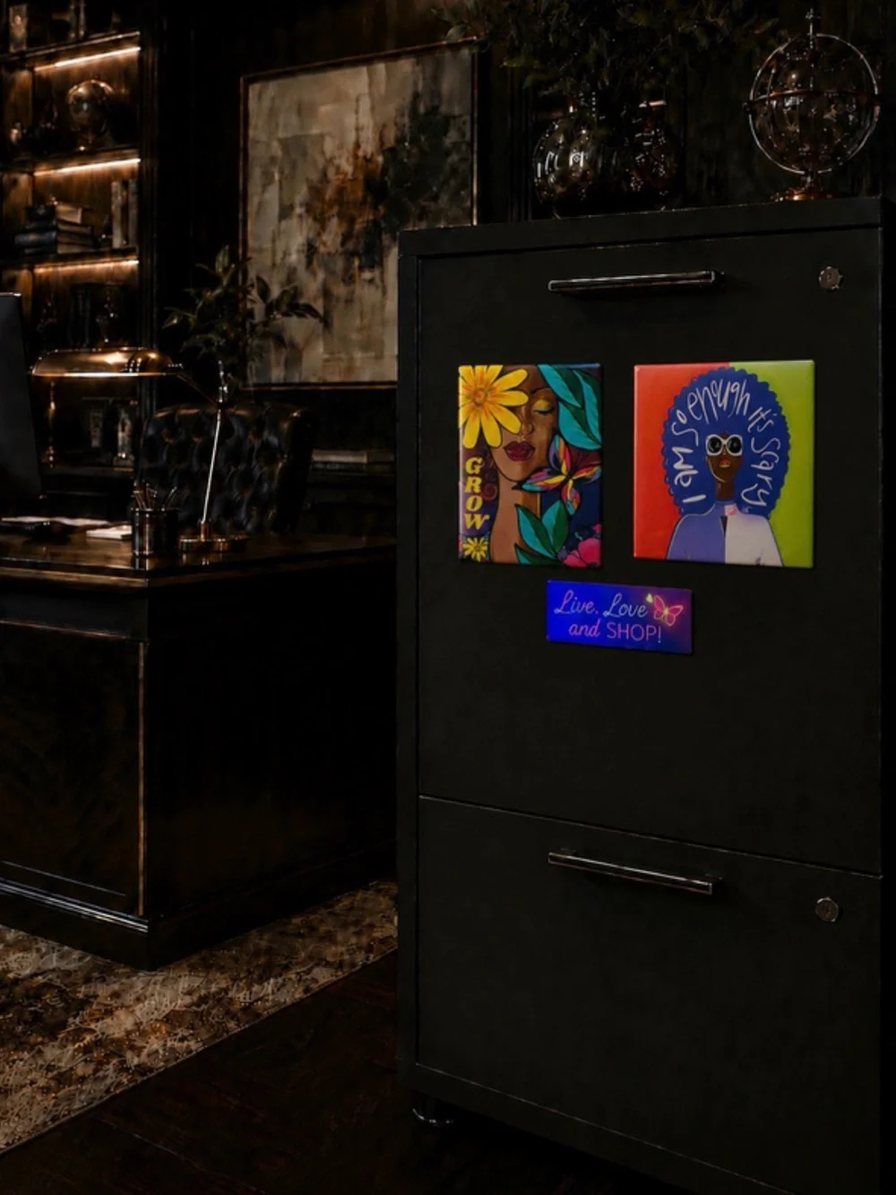 MAGNETS: Colorful Inspirational Magnet Set w/Afrocentric Designs, EUC
